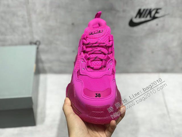 Balenciaga經典款男女鞋 巴黎世家頂級版本Triple S厚底氣墊大底LOGO老爹鞋 Balenciaga情侶款老爹鞋  hdbl1268